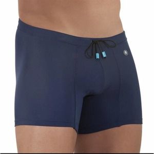 MUNDO UNICO SQUARE CUT SWIM SHORT OCEANO SIDNEY NAVY BLUE - MEDIUM